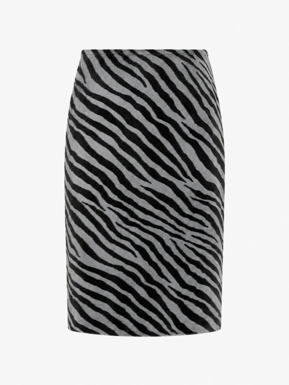 Vintage Harrods Edgy Rockstar Zebra Print Plush Pencil Skirt Gray Black Size 4